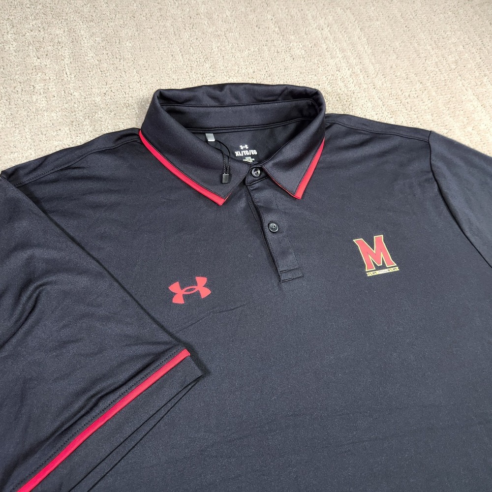 Maryland Terrapins Shirt Men XL Black Armour Playoff Polo NEW Golf Loose NCAA